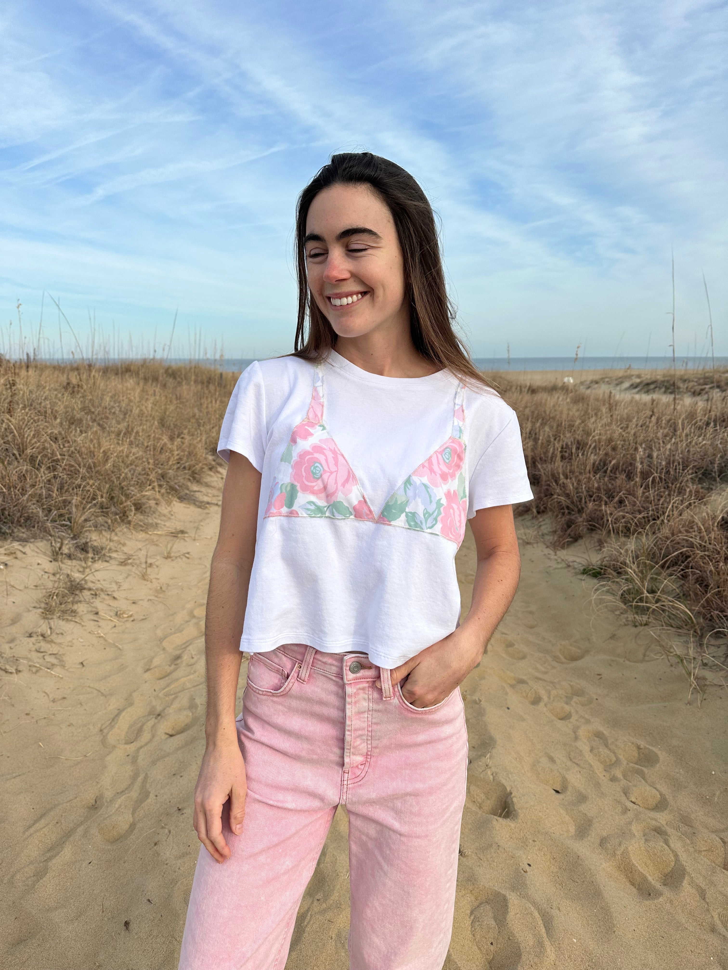 Pink Flower Bikini Tee