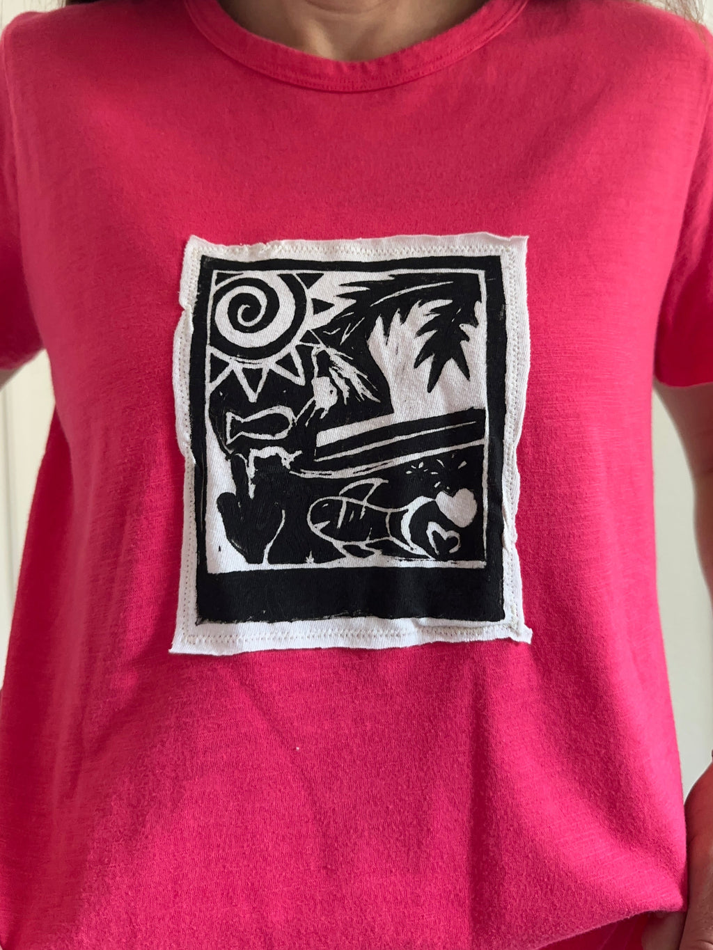 Hot Pink Polaroid Block Print Tee