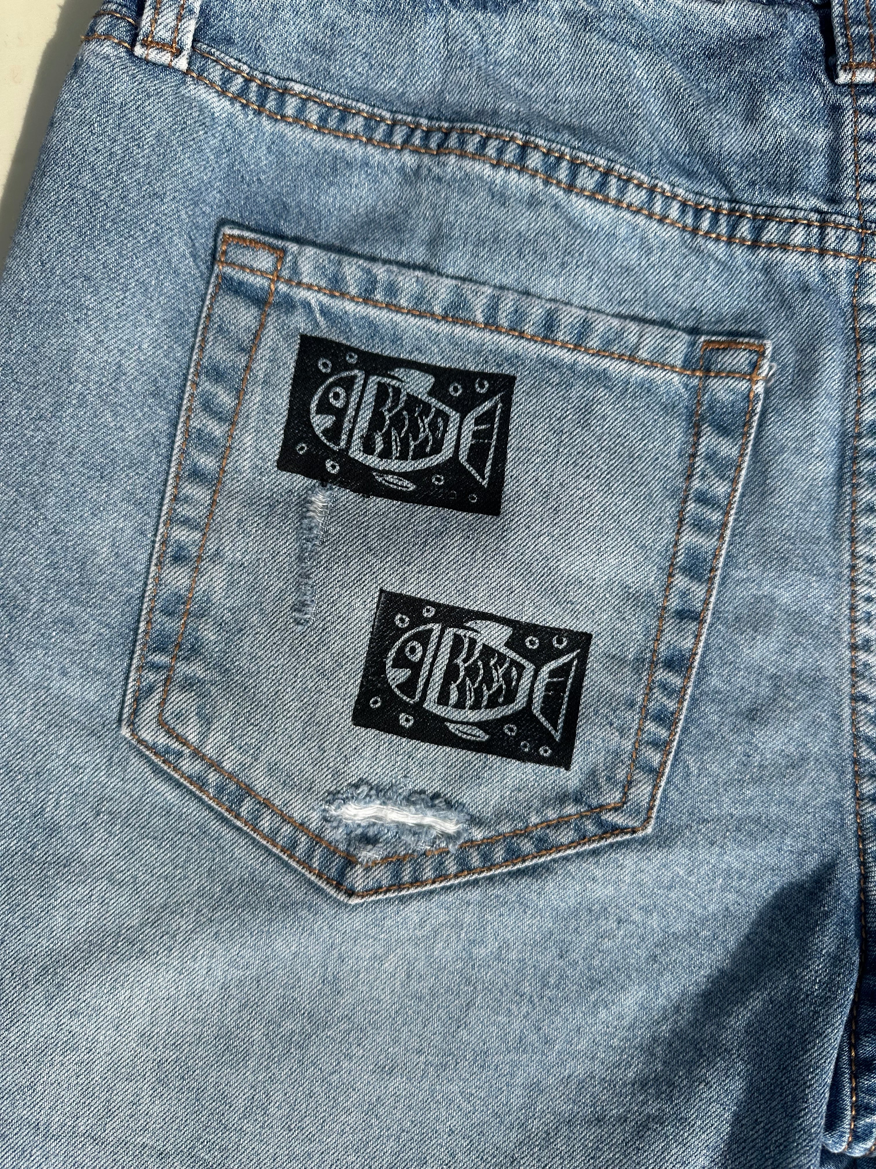 Having Fun! Block Print Jean Shorts