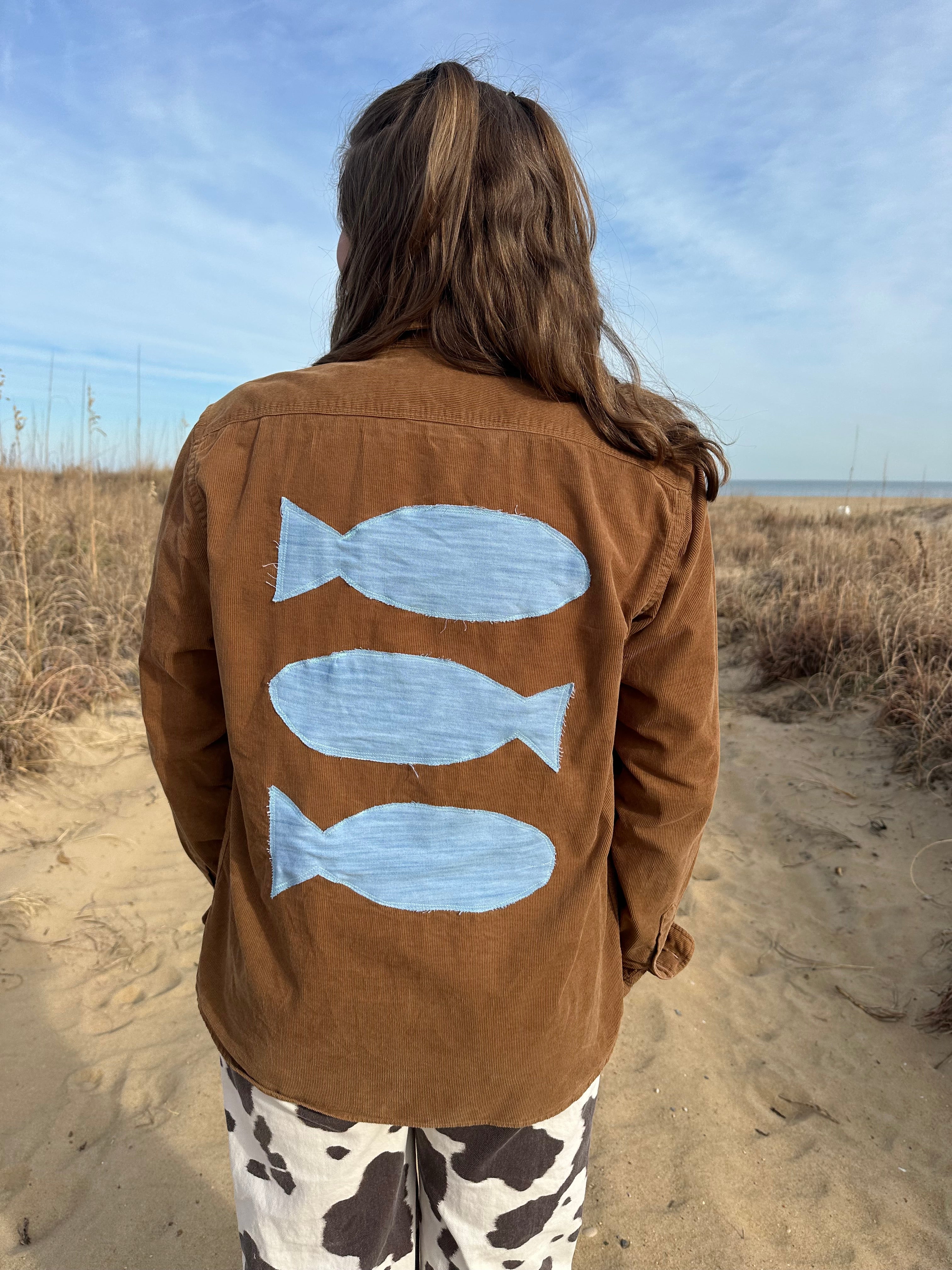 Fishy Corduroy Brown Button Down