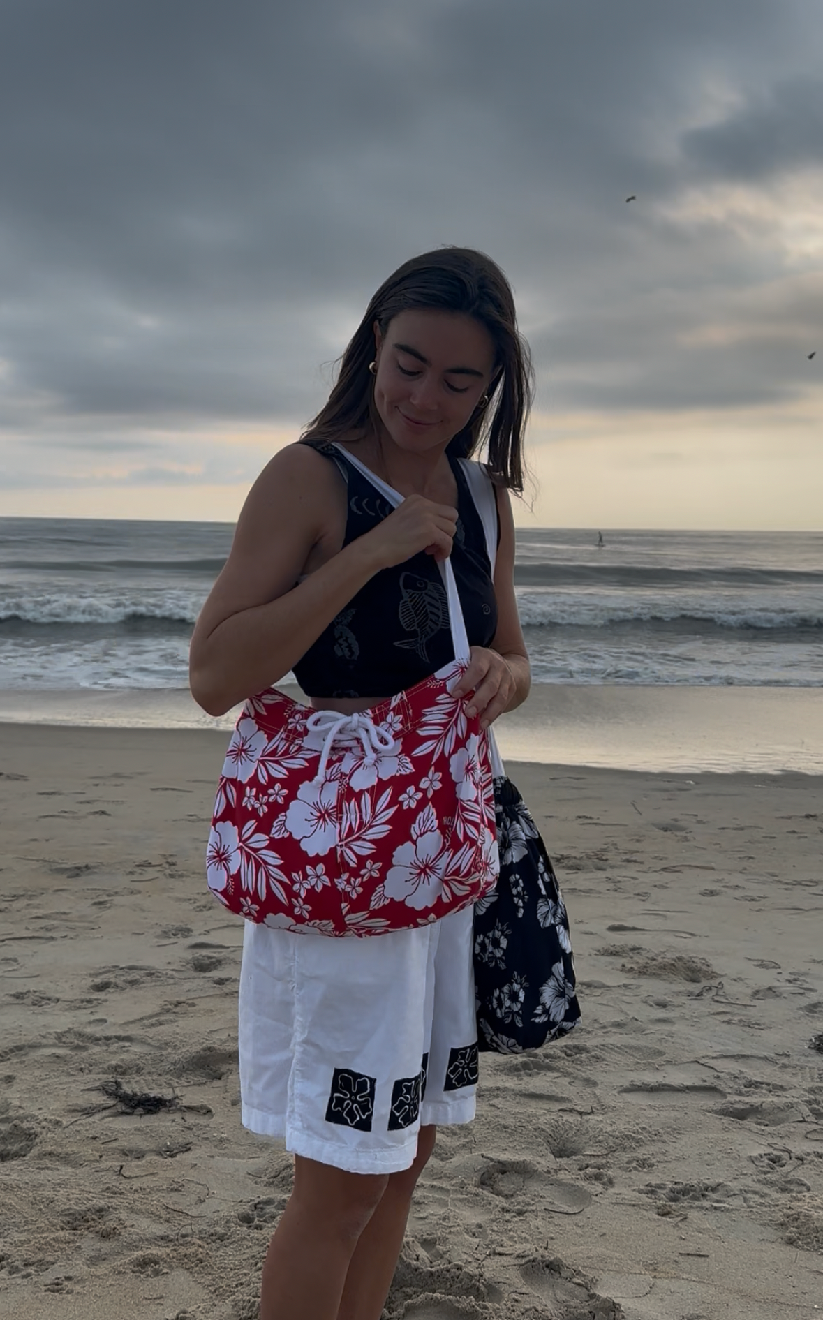 Red Hibiscus Boardies Bag