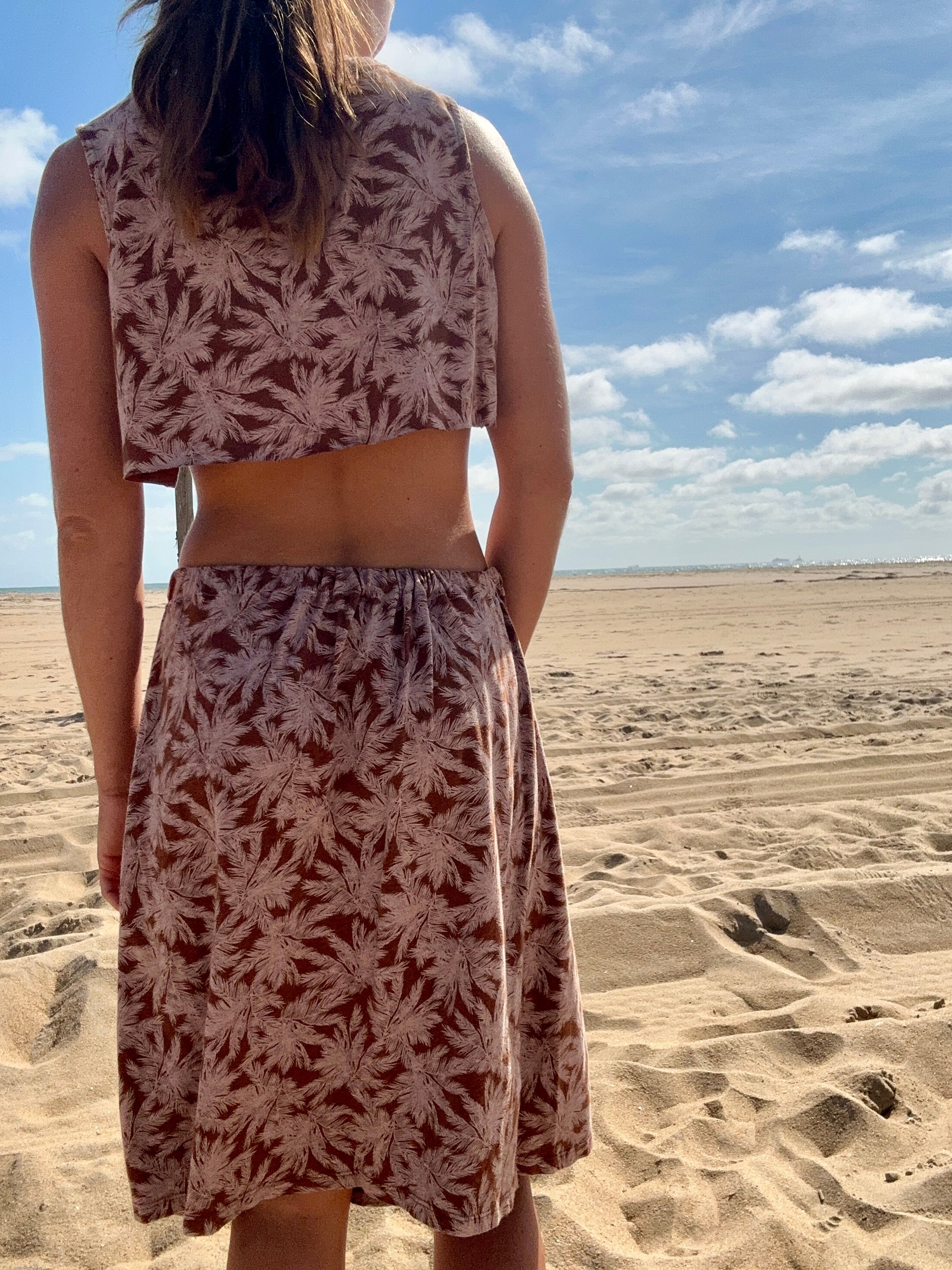 Brown Palm Crop Tank