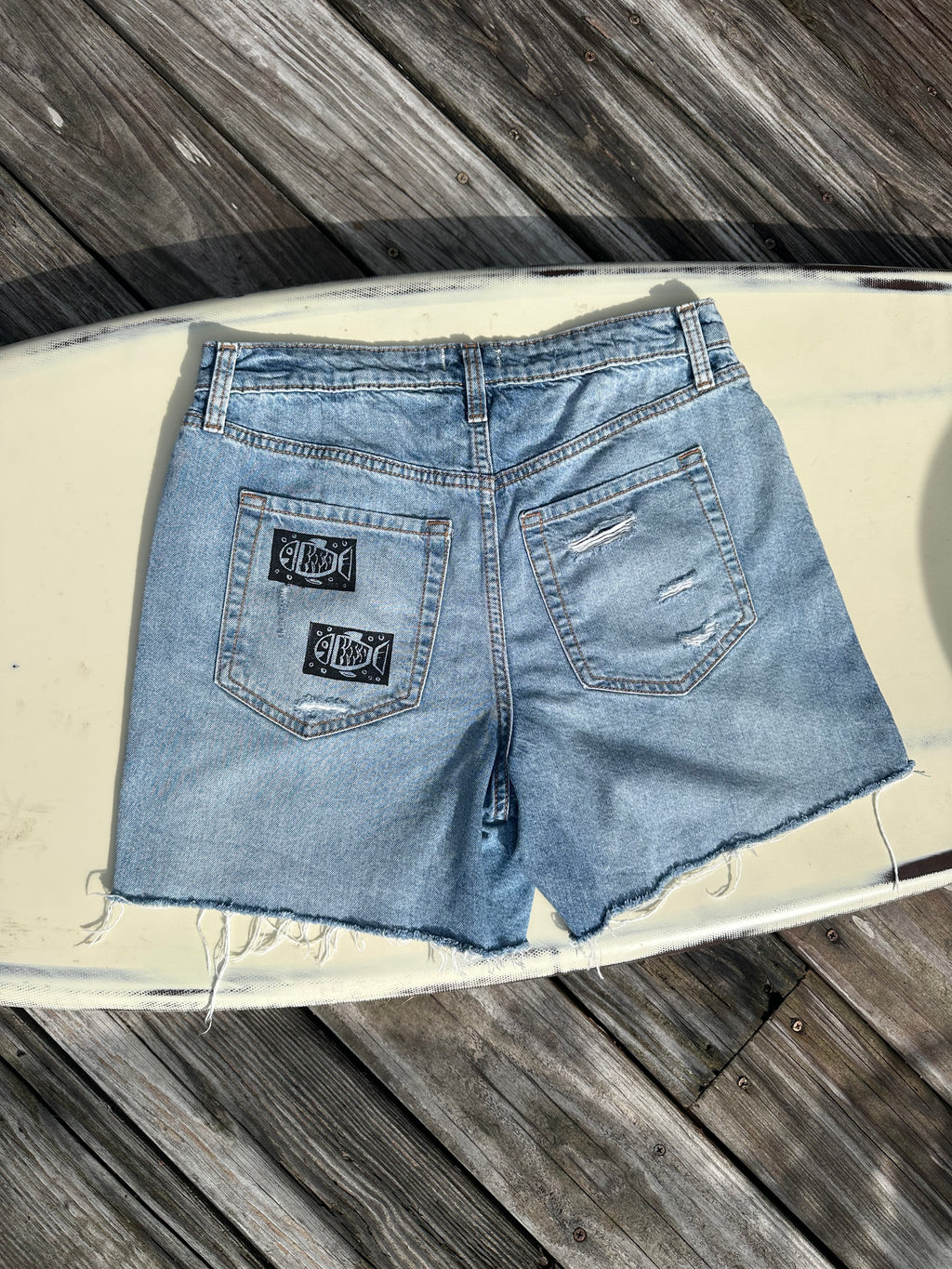 Having Fun! Block Print Jean Shorts