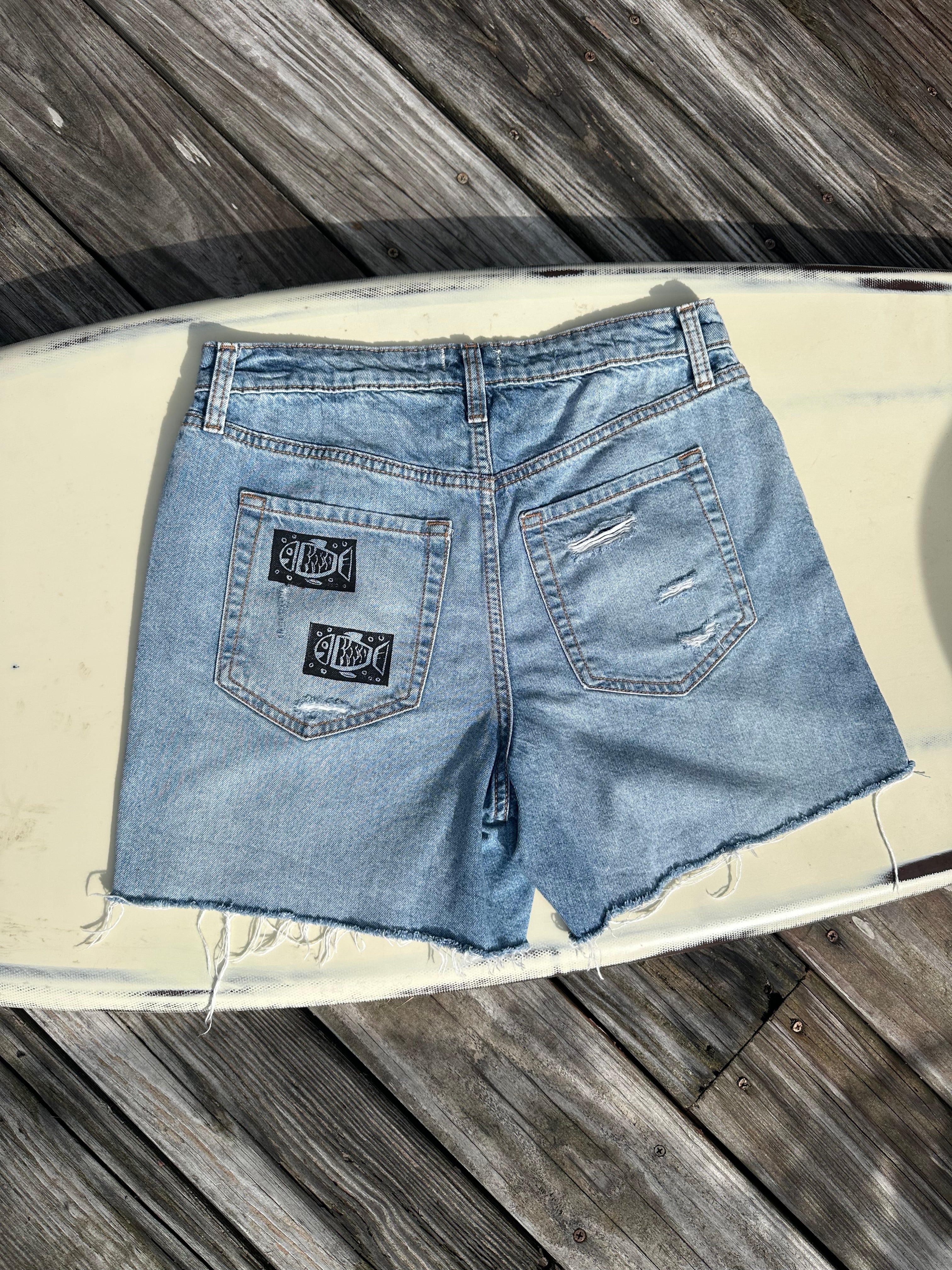 Having Fun! Block Print Jean Shorts