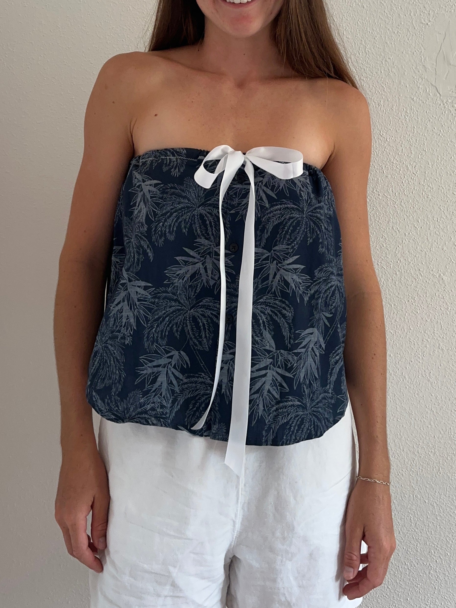 Navy Ribbon Top