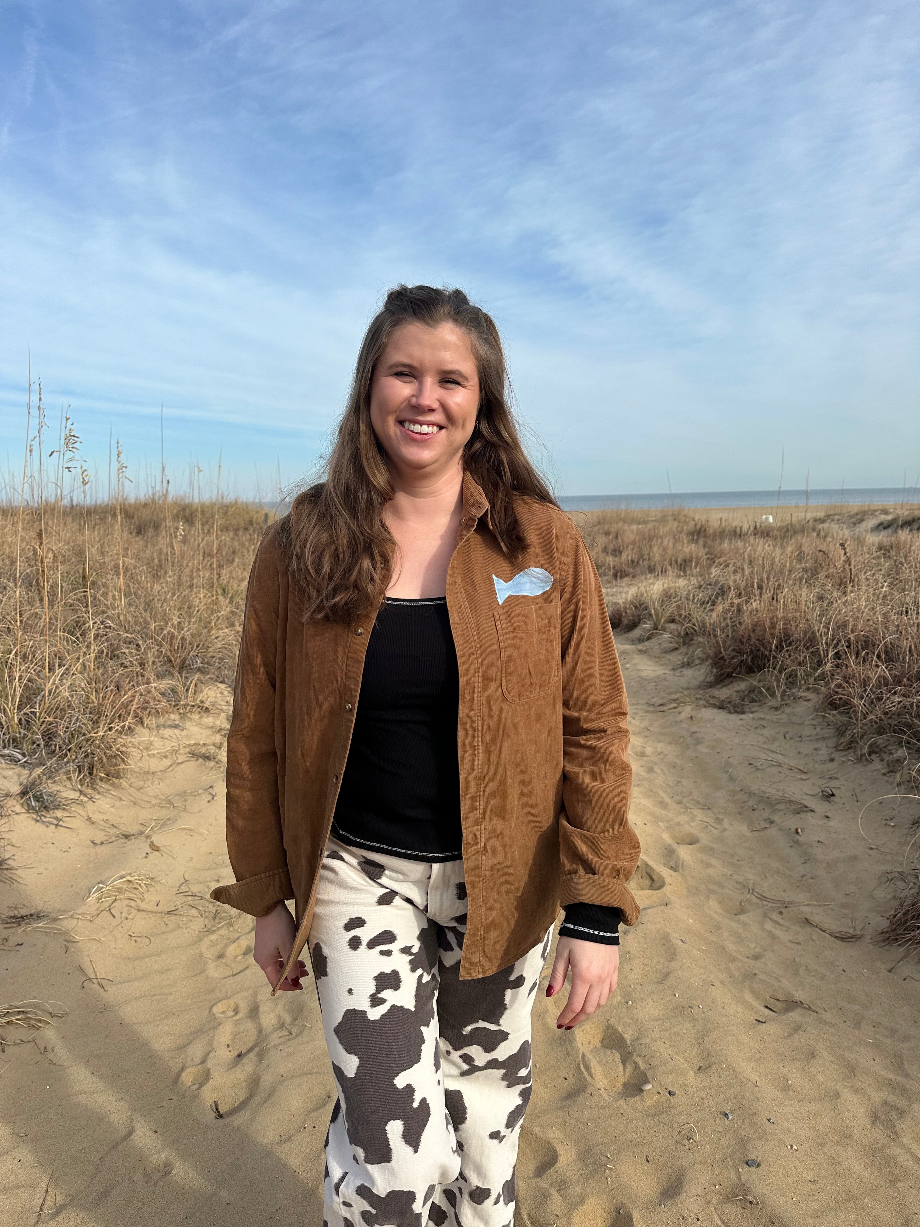Fishy Corduroy Brown Button Down