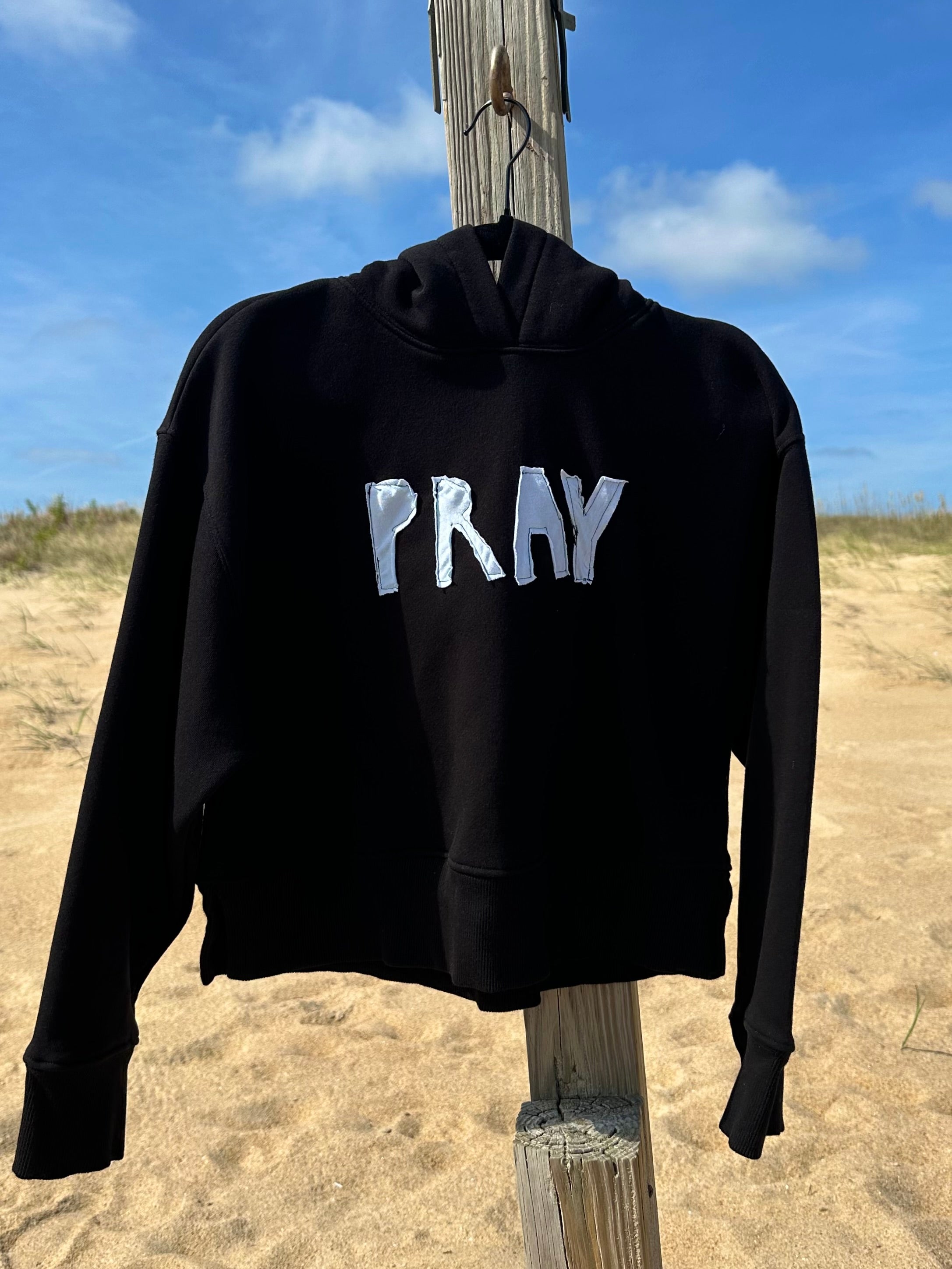 PRAY Black Crop Hoodie