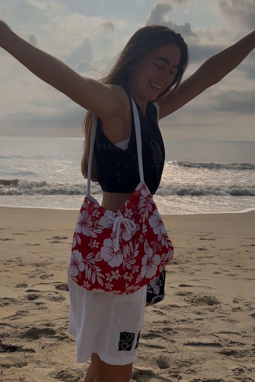 Red Hibiscus Boardies Bag