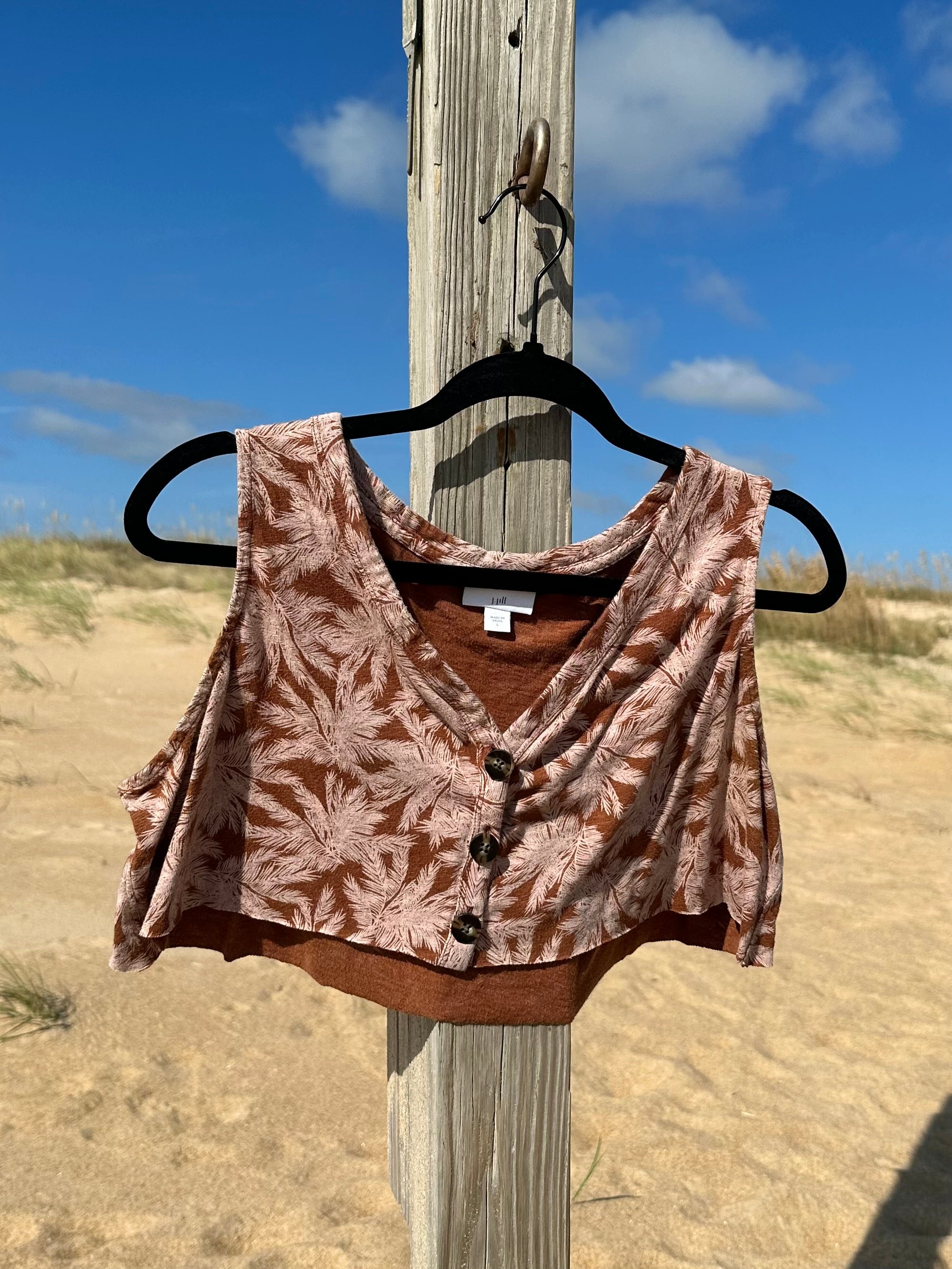 Brown Palm Crop Tank