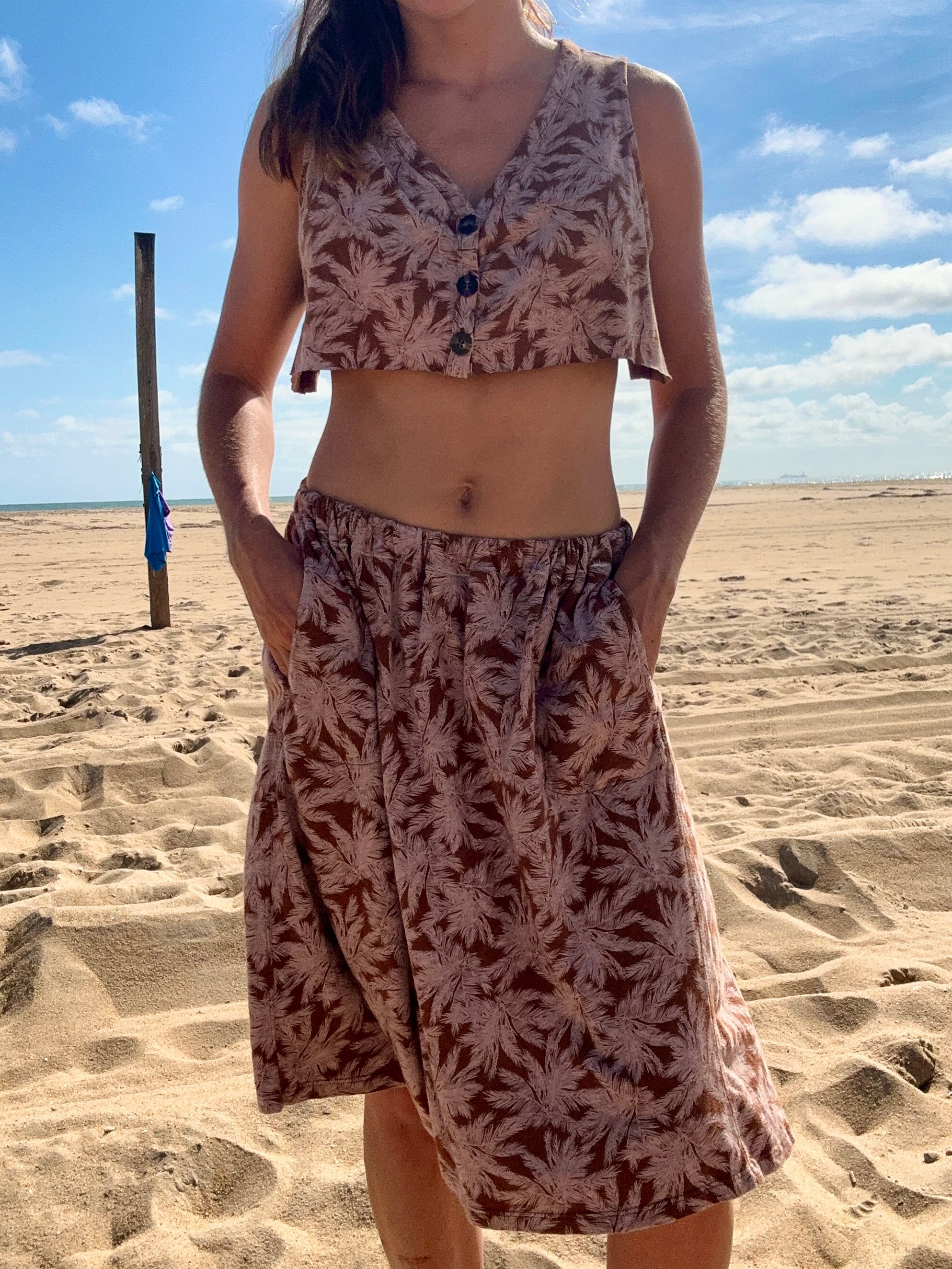Brown Palm Crop Tank