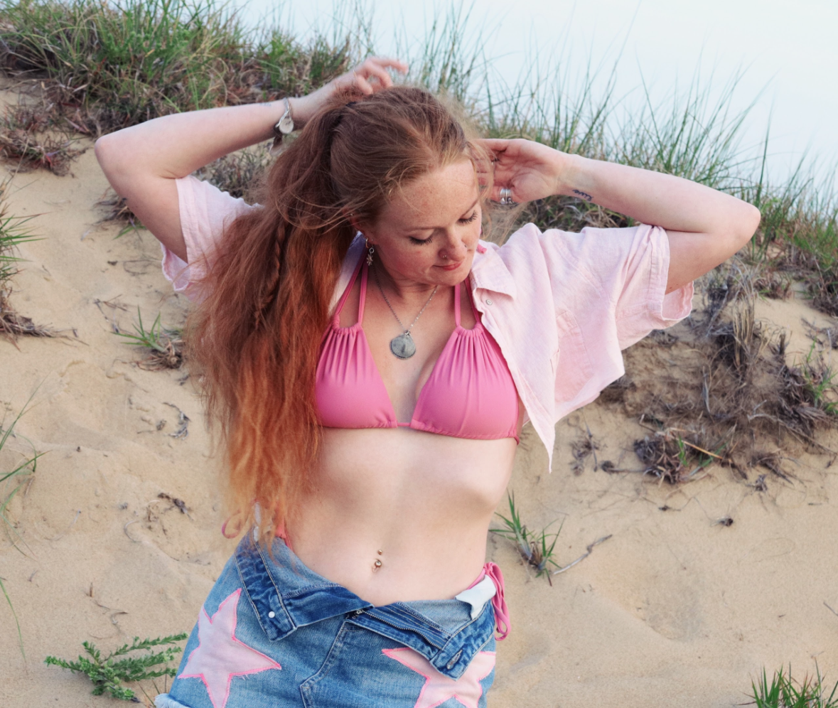 Light Pink Linen Crop Button Down