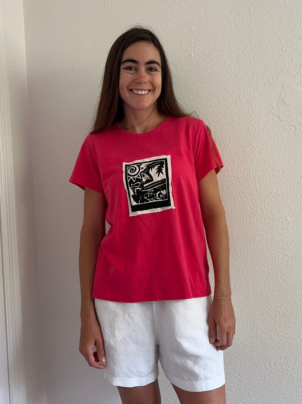 Hot Pink Polaroid Block Print Tee
